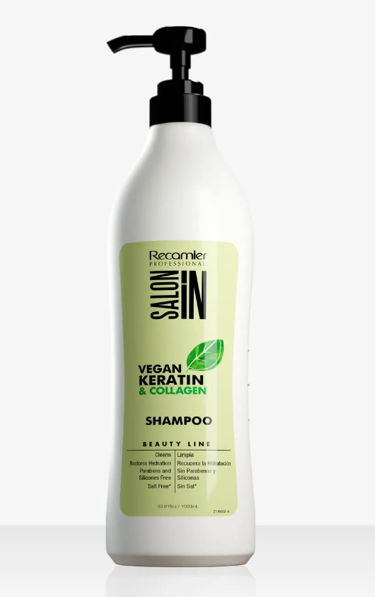 Shampoo Vegan Keratin Collagen Salon IN 1000ml.